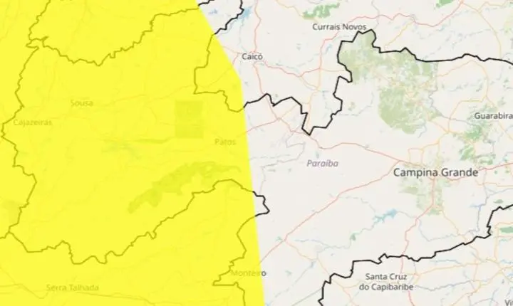 Inmet emite alerta de baixa umidade para quase 90 cidades da Paraíba; veja municípios sob risco